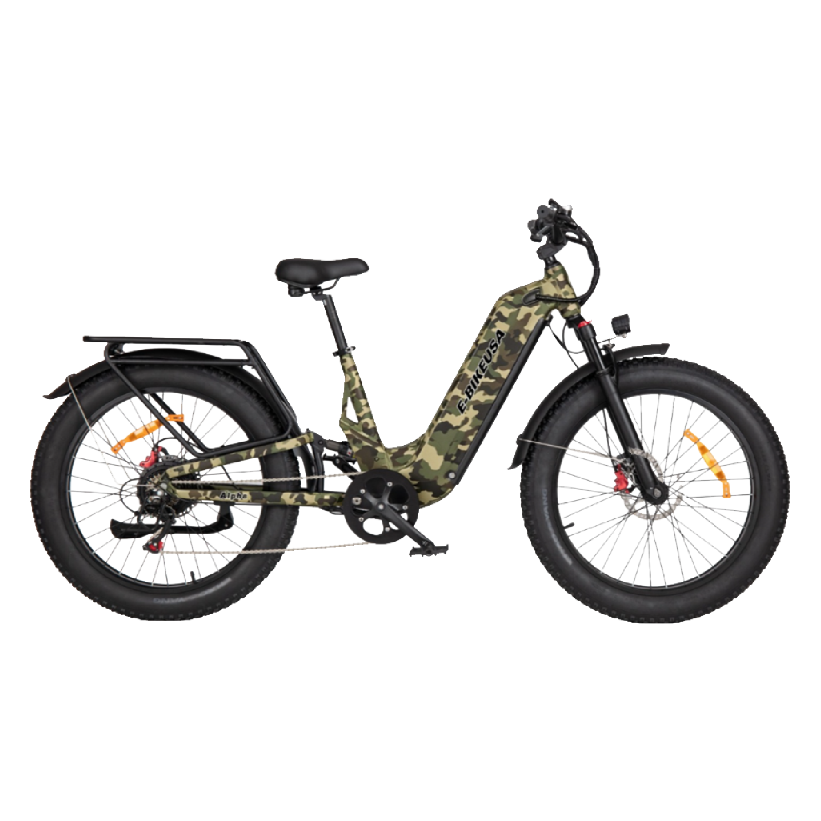 E-Bike USA Alpha - Camo Full Suspension Fat Tire Offroad Hunting Cargo Step-Through E-Bike